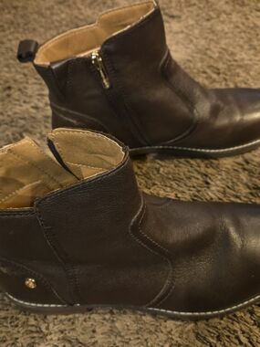 Easy Spirit Women's Dark Brown Leather Ankle Booties with Side Zip